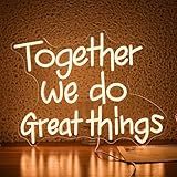 JLEWUINH Together We Do Great Things Neon Sign Dimmable Inspirational Neon Light Signs Wall Art Decor for School Home Office Positive Classroom Decor USB Neon Light 16.5 * 12.6 IN