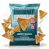 Legendary Foods Zesty Ranch Protein Chips - Popped Tortilla Style - 22g High Protein, 5g Carbs, Low Sugar, Gluten Free, Keto Snack Packs - 10 Pack - Healthy Crunchy Chips