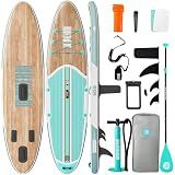 Niphean Inflatable Stand Up Paddle Board with SUP Accessories,Green Wood