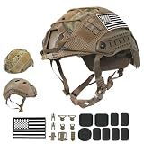 Airsoft Helmet, Fast PJ Type Tactical Paintball Helmet with Helmet Cover & Buffer Pads for Airsoft Paintball Cosplay Military Training Gift Tan Medium