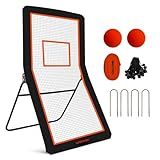 SUPERIORNET 4x7FT Lacrosse Rebounder,Volleyball Training Equipment,Bouced Back Net in Different Angels with 2 Lacrosse Balls for Backyard Practice