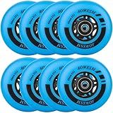 AOWESM Inline Skate Wheels 80mm 76mm 72mm 85a Outdoor Indoor Black Blue Red Roller Hockey Blades Replacement Wheels w/Bearings ABEC-9 and Floating Spacers (8-Pack) (Blue, 80mm)