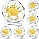 Anglechic 6 Pack Bowling Trophy Acrylic Funny Bowling Award Medals 4.72 x 4.72 Inch Sports Contest Trophies Bulk Plaques Team Prize Gift Trophies for Team Competition Champion