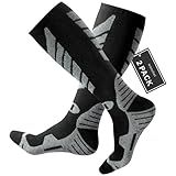 Wanchel Merino Wool Ski Socks - 2 Pairs Knee High for Skiing, Winter Warm Snowboard Thermal, Cold Weather for Men and Women