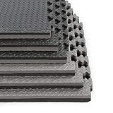 Xspec 1" Extra Thick 48 sq ft Reversible EVA Gym Foam Floor Mat Tiles (24" x 24"), Steel Pattern, 12 pcs, Black & Grey