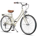 AVASTA Astrid Women's 26" Hybrid Bike, Beige Frame, Black Tires