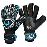 Renegade GK Triton Specter Goalie Gloves with Pro-Tek Finger Protection | 3.5+3mm Super Grip & 4mm Duratek | Black & Blue Soccer Goalkeeper Gloves (Size 11, Adult, Roll Cut, Level 2)