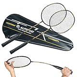ALPSPORT SL Golden Dragon 4U G5 Graphite Professional Badminton Rackets Sets of 2, Full Carbon Fiber Racquets with 1 Leather Bag, 2 Tied Grips Tapes, Padel Raket for Sports Training