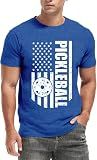 Qskall Pickleball Shirts for Men American Flag T-Shirt Paddleball Lover Tee 4th of July Tops