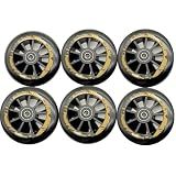 6-pack 90mm 100mm 110MM speed inline skate wheels 110mm inline wheels 85A outdoor speed skating shoes replacement wheels with ABEC-9 bearings (Black)