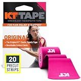 KT Tape, Original Cotton, Elastic Kinesiology Athletic Tape, 20 Count, 10” Precut Strips, Pink