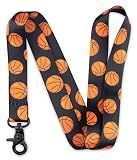 Limeloot Basketball Lanyard for Keys, ID, Badges or Accessories - Basketball Keychain with Quick Release Buckle and Black Metal Clasp. Lanyard for Boys, Girls, and Coaches.