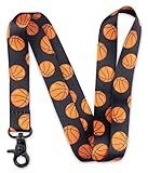 Limeloot Basketball Lanyard for Keys, ID, Badges or Accessories - Basketball Keychain with Quick Release Buckle and Black Metal Clasp. Lanyard for Boys, Girls, and Coaches.