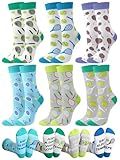 Floraltop 6 Pairs Funny Tennis Socks for Women Novelty Casual Crew Socks Tennis Lovers Accessories Birthday Holiday Gifts(Stylish)