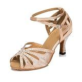 TTdancewear Women Rhinestone Ballroom Latin Salsa Performance Dance Shoes (9, Nude-2.5inch Heels)