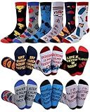 Jamntower 6 Pairs Novelty Sports Gifts for Men Cotton Crew Socks Birthday Gift for Wrestling Swim Fencing Boxing Lover(Boxing)