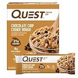 Quest Nutrition Chocolate Chip Cookie Dough Protein Bars, 21g Protein, 4, Net Carbs, 1g Sugar, High Fiber, Gluten Free, Keto Friendly, 4 Count