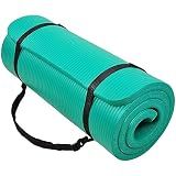 BalanceFrom GoCloud 71x24 Inches Extra Thick Yoga Mat 1-Inch High-Density Foam – Roll-Up Exercise Pad with Double-Sided Non-Slip Surface and Carrying Strap for Pilates and Home Workouts