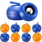 8 Pieces Mini Shuffleboard Pucks Tabletop Curling Game Pucks Replacement Shuffleboard Rollers Sliding Bead Games for Kids and Adults (Blue, Orange)
