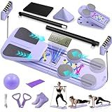 Pilates Board, Foldable Pilates Reformer Set for Home Workout with Timer, Multifunctional Portable Reformer Pilates Machine at Home Pilates Equipment for Fitness, Exercise, Abs, Core Training