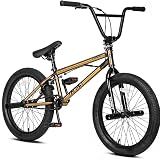 cubsala Freestyle BMX Bike, 20 Inch Yaphet Bicycle for Teen Beginner Adult Riders, Bike with 360° Rotating Handlebar and 4 pegs, Gold