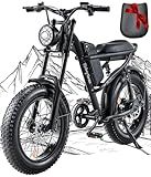 Riding'times 1500W Electric Bike for Adults Full Suspension, Long Seat Dirt Bike with 20" Fat Tire, Max 28/31MPH & 37-150 Miles, 15.6/20.4/31.2AH Battery, Moped Style Ebike for Snow, Mountains, Road