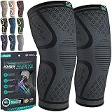 Modvel Compression Knee Brace for Women & Men - 2 Pack Knee Brace for Running Knee Pain, Knee Support Compression Sleeve, Workout Sports Knee Braces for Meniscus Tear ACL & Arthritis Pain Relief