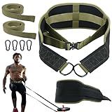 POWLIF Sled Pulling Belt, Adjustable Weight Belt for Pulling with 2 Pulling Straps, Belt for Sled Pulling (One Size)