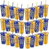 Uiifan 30 Pcs Inspirational Cups Bulk Appreciation Gifts for Employee Coworker Staff Team Thank You Gifts, Office Prizes for Adults Work Party Favors, Associates, Giveaways (Blue,Gold)
