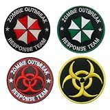 4 PCS Zombie Outbreak Response Team Patch Funny Tactical Embroidered Badge Applique Hook and Loop Emblem Patch for Backpacks,Coat,Helmets,Biker,Pants,Vests,Clothes,Jacket,Jeans,Hats,Bags,Uniforms