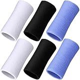 WILLBOND 6 Inch Wristbands Paris Sports Competitions Supplies Sport Long Wrist Bands Sweatband Elastic Athletic for Gym Tennis Outdoor Activity(Black, White, Lake Blue)