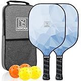 Pickleball Paddles Set of 2, 2026 USAPA Approved Pickleball Set, Fiberglass Lightweight Pickle Ball Rackets 2 Pack, 2 Outdoor Pickleball, 2 Indoor Pickleball Balls, 1 Pickleball Bag for Women and Men