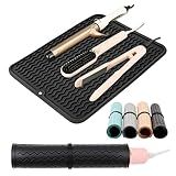 Oversize Silicone Heat Resistant Mat, Heat Mat with for Curling Iron, Travel Cover Cushion for Curling Irons, Hair Bands and Styling Tools(15.7" X 11.8") (Black)