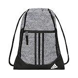 adidas Alliance Sackpack, Drawstring Backpack, Lightweight Small Gym Bag for Women and Men, Jersey Onix Grey/Black/White, One Size