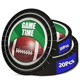 Aixuler 40pcs Football Party Paper Plates Set Disposable Sports Party Food Dinner Dessert Plate Birthday Tableware Decorations Favors, Including 20pcs 9" and 20pcs 7" Plates for Football Theme Plate