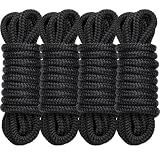 PropelTech 4 Pack 1/2" x 15' Dock Lines, Improved Nylon Boat Ropes, Black