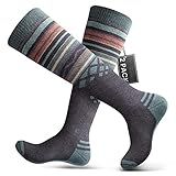 OutdoorMaster Ski Socks, Merino Wool Ski Socks for Men & Women, Thermal Winter Warm & Breathable Snowboarding Socks for Cold Weather, Over The Calf Non-Slip Cuff, Machine Washable