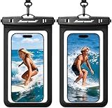 Hiearcool Waterproof Phone Pouch, Universal Case Compatible for iPhone 17 16 15 14 13 Pro Max Plus Up to 8.9", IPX8 Beach Travel Essentials-Black-2 Pack