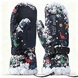 West Biking Kids Ski Mittens, Waterproof Snow Insulated Mittens Toddler Winter Ski Snow Gloves with String, Boys Girls 4-10