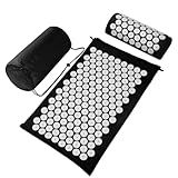 Acupressure Mat Set, Acupuncture Point Massage Pillow, Relieving Neck and Back Pain, Muscle Relaxation and Stress Reduction, Sciatica Relief, Suitable for Men and Women, Carry a Handbag, Black White