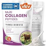 VEV Multi Collagen Peptides Powder, Types I, II, III, V & X, 41 Servings