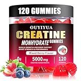 OUYIYUA Creatine Monohydrate Gummies 5000mg for Men & Women - Sugar Free Pre-Workout Supplement, Chewables for Muscle Strength, Muscle Builder, Energy Boost, Mixed Berry Flavor, 120 Count