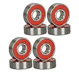Red Silver ABEC-9 608 RS Skateboard Longboard Bearings (8PCS)