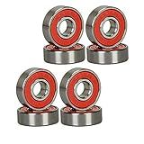 Red Silver ABEC-9 608 RS Skateboard Longboard Bearings (8PCS)