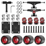 AXDT Skateboard Wheels Set,Include Skateboard Trucks, Skateboard Wheels 60mm, Skateboard Bearings, Skateboard Pads, Skateboard Hardware 1"