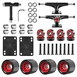 AXDT Skateboard Wheels Set,Include Skateboard Trucks, Skateboard Wheels 60mm, Skateboard Bearings, Skateboard Pads, Skateboard Hardware 1"