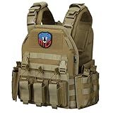 Snacam Tactical Vest for Men Molle Airsoft Vest Adult (Coyote Brown)
