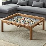 Board Game Coffee Table with Removable Table Top, Seats 4 Players with 3ft-7in x 2ft-9in Play Area, Includes Play Mat and Detachable Cup Holders, Minimal Assembly Required