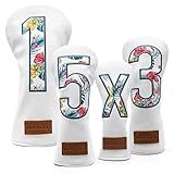 BAIRBRE Golf Club Covers Driver Cover Fairway Wood Headcover Hybrid Cover Leather Mallet Putter Covers Blade Headcovers Golf Head Covers for Most Brand (for 4pcs)