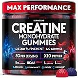 Creatine Monohydrate Gummies Complex 5000 MG for Men & Women, Preworkout Gummy with BCAA, L-Carnitine, Taurine & Vitamin B12 for Muscle Growth, Strength & Energy Support , Flavored and Chewable